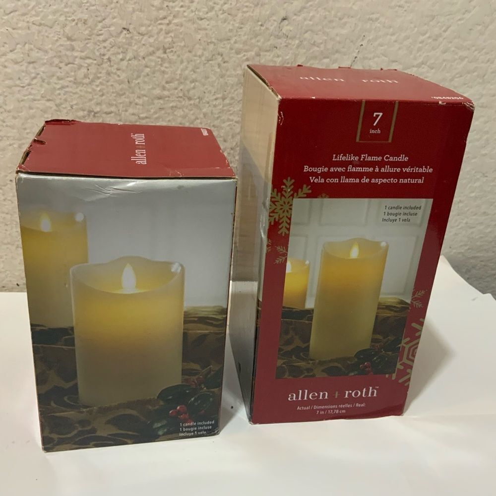 Lighted Candle Battery-Operated 5”& 7” Lifelike Flame Indoor Use Only Set Of 2